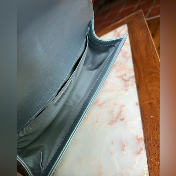 Chanel Quilted Blue Patent Leather Iridescent Medium Boy Bag - Picture 11 of 13